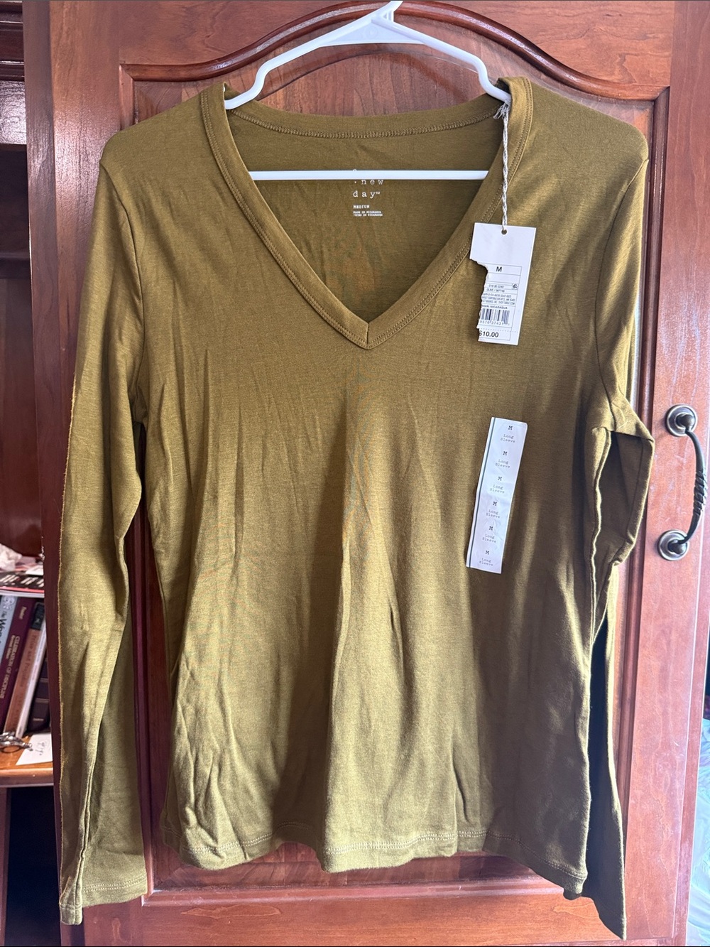 a new day Olive V-Neck Long Sleeve Top